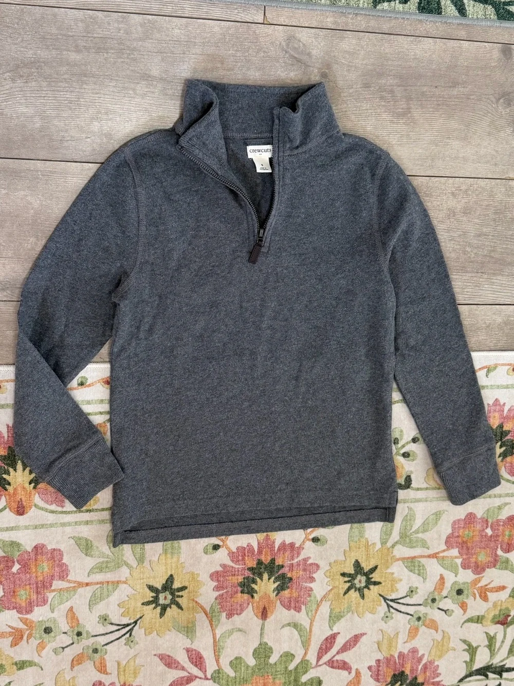 Crewcuts charcoal gray boys' quarter-zip pullover sweater Size small